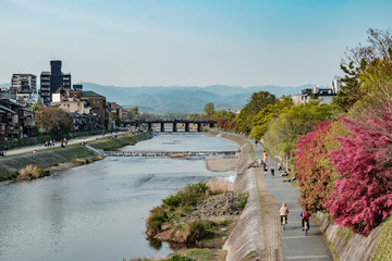 Landscape around Kamo river in Gion, Kyoto, Japan