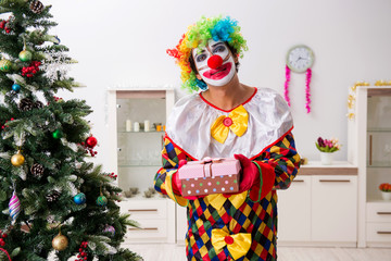 Funny clown in Christmas celebration concept 