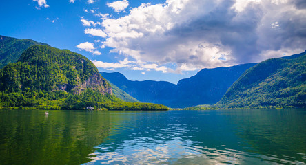 Fototapeta premium Fantastic landscape of Hallstatt lake, Austrian Alps, Salzkammergut, Austria, Europe