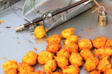 Vegetables meat balls and steelyard