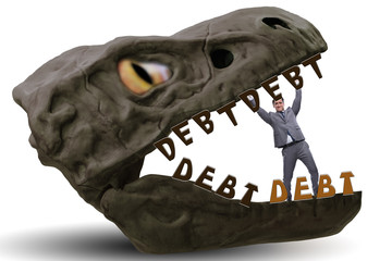 Businessman in the jaws of debt and loan