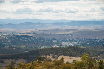 Cooma and surrounding Australian landscape from the Mt Gladstone Lookout