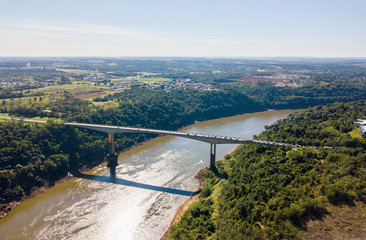 Tancredo Neves Bridge, Fraternity Bridge border crossing over the Iguassu River and the town of...