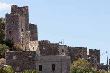 Stone old tower house on Mani, Greece.