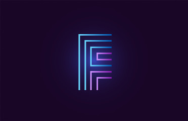 blue pink f gradient alphabet letter logo icon design