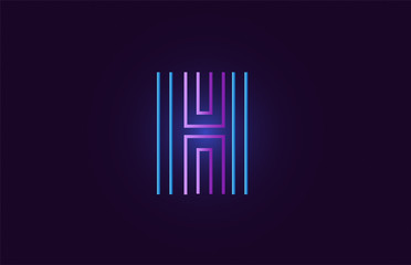 blue pink h gradient alphabet letter logo icon design