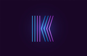 blue pink k gradient alphabet letter logo icon design