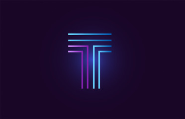 blue pink t gradient alphabet letter logo icon design - obrazy, fototapety, plakaty