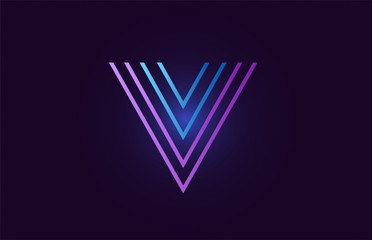 blue pink v gradient alphabet letter logo icon design