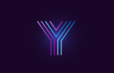 blue pink y gradient alphabet letter logo icon design