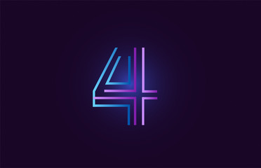 blue pink 4 gradient number logo icon design