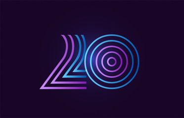 blue pink 20 gradient number logo icon design