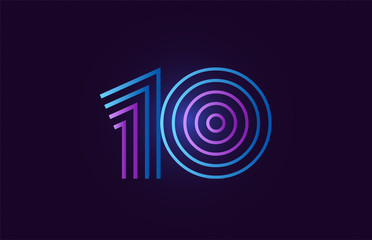 blue pink 10 gradient number logo icon design