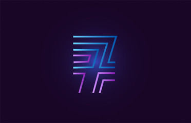 blue pink 7 gradient number logo icon design