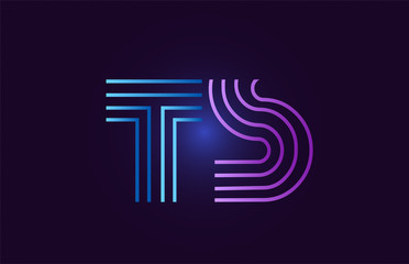 blue pink ts t s gradient alphabet letter combination logo icon design - obrazy, fototapety, plakaty