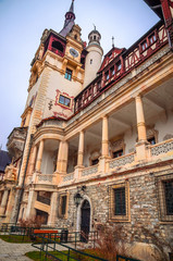 Fototapeta premium Beautiful Peles Castle in Sinaia, Carpathian Mountains, Romania, Europe.