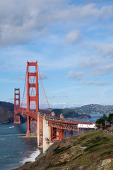 Famous Golden Gate Bridge landmark at San Francisco USA
