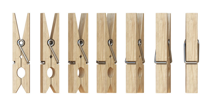 Wooden clothespins 3D
