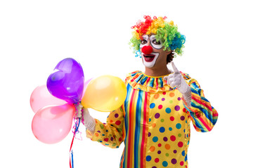 Funny clown isolated on white background