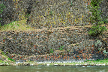 Lichen covered cliffs along the Crooked River in Oregon, USA