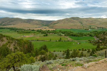 Overview of farms in the Tygh Valley in Oregon, USA