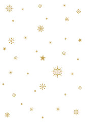 Christmas pattern of snowflakes. Beige golden snowflakes on white.
