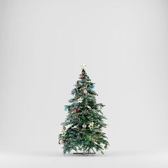Christmas tree on white background. 3d rendering