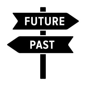 Road Sign Concept With Arrows Pointing To The Future And Past Flat Vector Icon For Apps And Websites