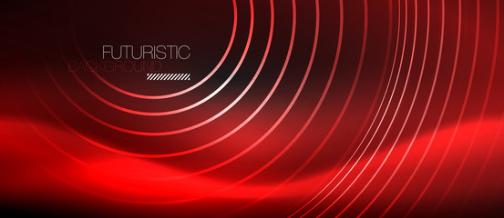 Dark abstract background with glowing neon circles