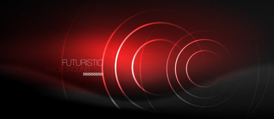 Dark abstract background with glowing neon circles