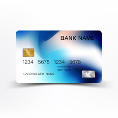 Realistic detailed credit cards. With inspiration from the abstract blue and black color on the gray background. Glossy plastic style. Vector illustration design EPS10