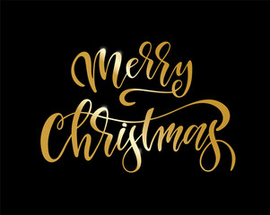 Hand sketched Merry Christmas typography lettering poster.