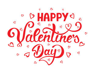 Hand drawn elegant modern brush lettering of Happy Valentines Day.