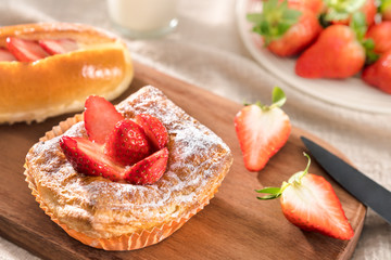 Healthy Nutritional Breakfast - Strawberry and Strawberry Butter Bread