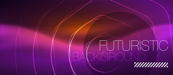 Neon glowing wave, magic energy and light motion background. Vector wallpaper template