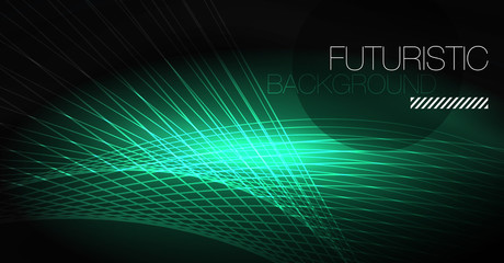 Digital technology abstract background - neon geometric design. Abstract glowing lines. Colorful techno background. Futuristic shape.