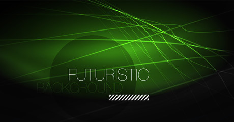 Digital technology abstract background - neon geometric design. Abstract glowing lines. Colorful techno background. Futuristic shape.