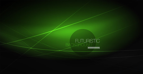 Digital technology abstract background - neon geometric design. Abstract glowing lines. Colorful techno background. Futuristic shape.