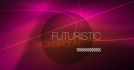 Digital technology abstract background - neon geometric design. Abstract glowing lines. Colorful techno background. Futuristic shape.