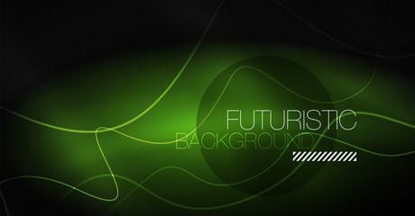 Neon lines wave background. Abstract composition