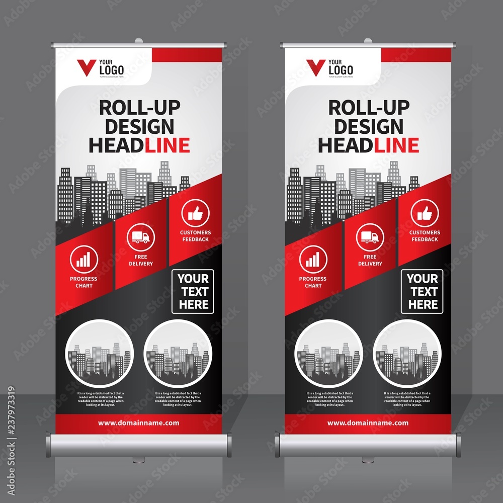 Wall mural roll up banner design template, vertical, abstract background, pull up design, modern x-banner, rect