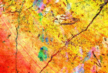 colorful yellow ,brown,pink and green grunge concrete wall paint abstract texture background