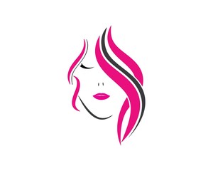 Beauty Women face silhouette character Logo