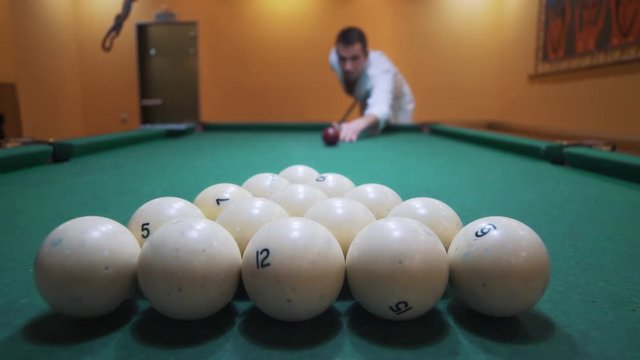 Russian Billiards game. Hit the balls.