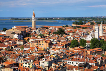 Fototapeta na wymiar Rooftops of Venice seen from St Mark's Campanile, Italy