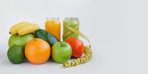 Vegetarian raw food concept smoothies juices fasting for health and weight loss