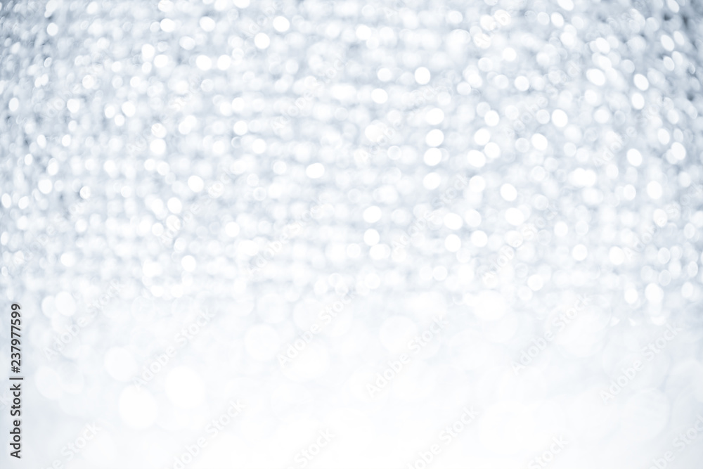Poster abstract silver white lights glister bokeh background concept copy space shiny blurred lights ,chris