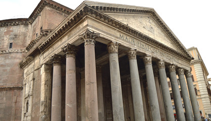 Close-up of the Pantheon ancient landmark of Rome, Italy, October 07, 2018