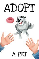 Adopt a pet. Cute dog and lettering poster for pet shelters isolated