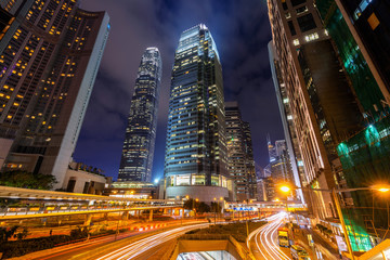 Fototapeta na wymiar Traffic in Hong Kong at night.